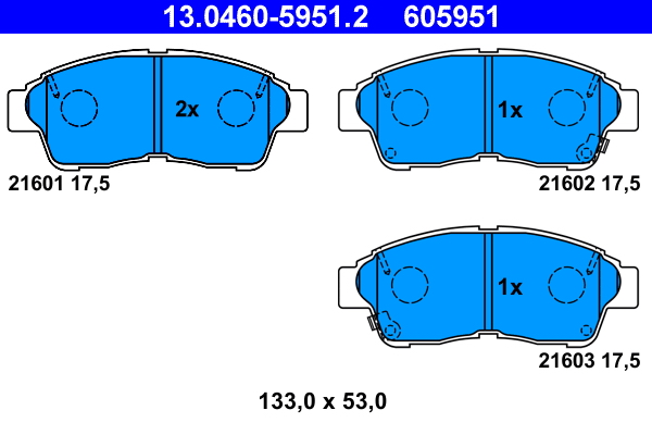Комплект тормозных колодок, дисковый тормоз   13.0460-5951.2   ATE
