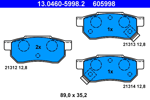 Комплект тормозных колодок, дисковый тормоз   13.0460-5998.2   ATE