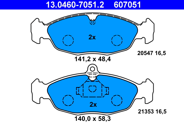 Комплект тормозных колодок, дисковый тормоз   13.0460-7051.2   ATE