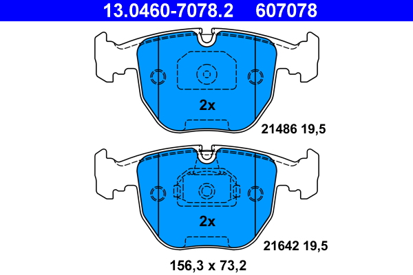 Комплект тормозных колодок, дисковый тормоз   13.0460-7078.2   ATE