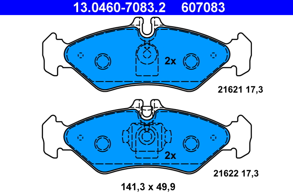 Комплект тормозных колодок, дисковый тормоз   13.0460-7083.2   ATE