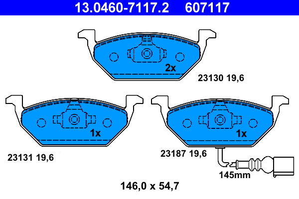 Комплект тормозных колодок, дисковый тормоз   13.0460-7117.2   ATE