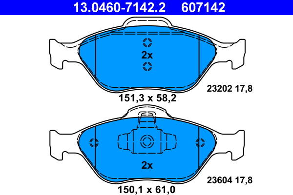 Комплект тормозных колодок, дисковый тормоз   13.0460-7142.2   ATE