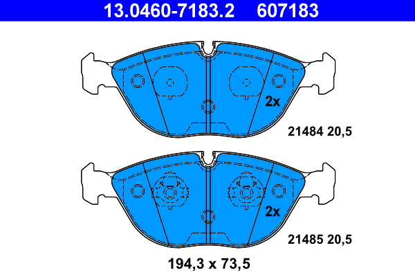 Комплект тормозных колодок, дисковый тормоз, ATE, 13.0460-7183.2