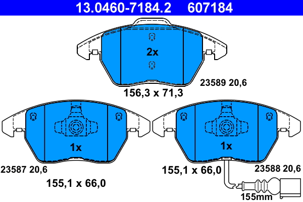 Комплект тормозных колодок, дисковый тормоз   13.0460-7184.2   ATE