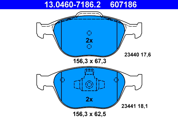 Комплект тормозных колодок, дисковый тормоз   13.0460-7186.2   ATE