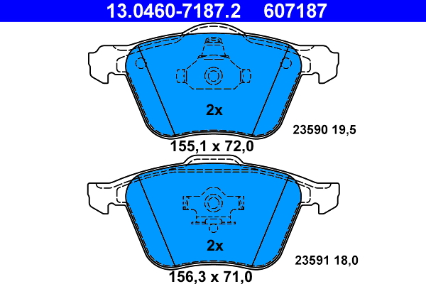 Комплект тормозных колодок, дисковый тормоз   13.0460-7187.2   ATE