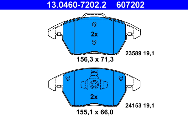 Комплект тормозных колодок, дисковый тормоз   13.0460-7202.2   ATE