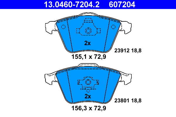 Комплект тормозных колодок, дисковый тормоз   13.0460-7204.2   ATE