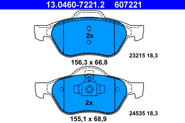 Комплект тормозных колодок, дисковый тормоз   13.0460-7221.2   ATE