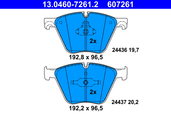 Комплект тормозных колодок, дисковый тормоз   13.0460-7261.2   ATE