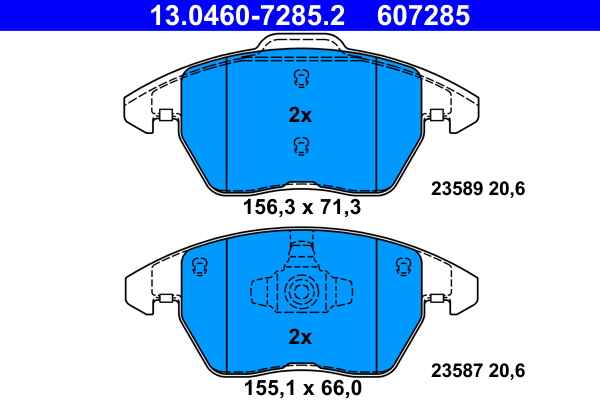 Комплект тормозных колодок, дисковый тормоз   13.0460-7285.2   ATE