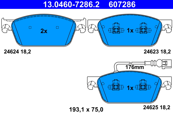 Комплект тормозных колодок, дисковый тормоз   13.0460-7286.2   ATE