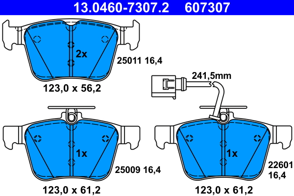 Комплект тормозных колодок, дисковый тормоз   13.0460-7307.2   ATE