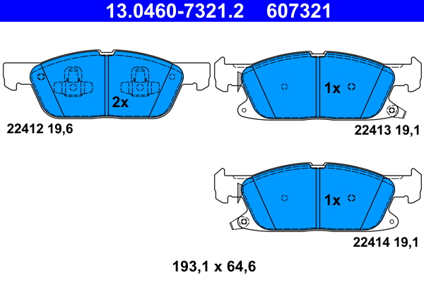 Комплект тормозных колодок, дисковый тормоз   13.0460-7321.2   ATE