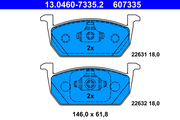 Комплект тормозных колодок, дисковый тормоз   13.0460-7335.2   ATE
