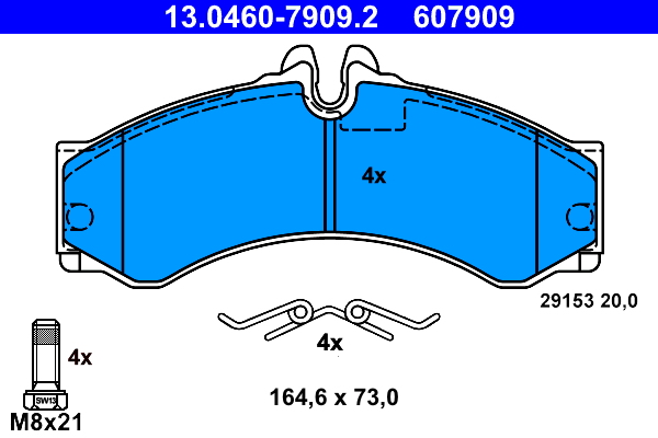 Комплект тормозных колодок, дисковый тормоз   13.0460-7909.2   ATE