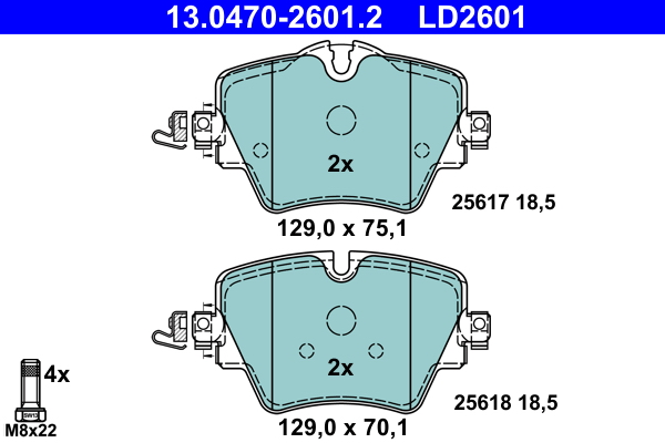 Комплект тормозных колодок, дисковый тормоз   13.0470-2601.2   ATE