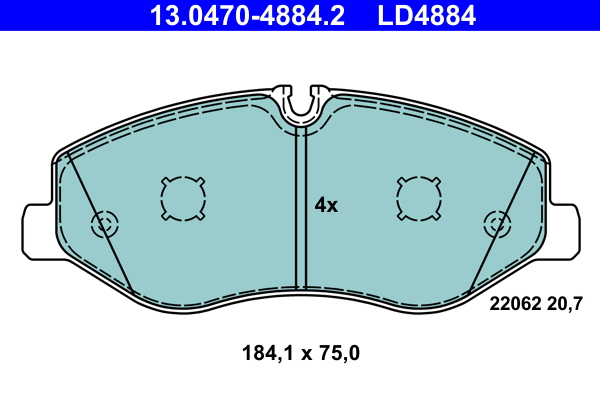 Комплект тормозных колодок, дисковый тормоз   13.0470-4884.2   ATE