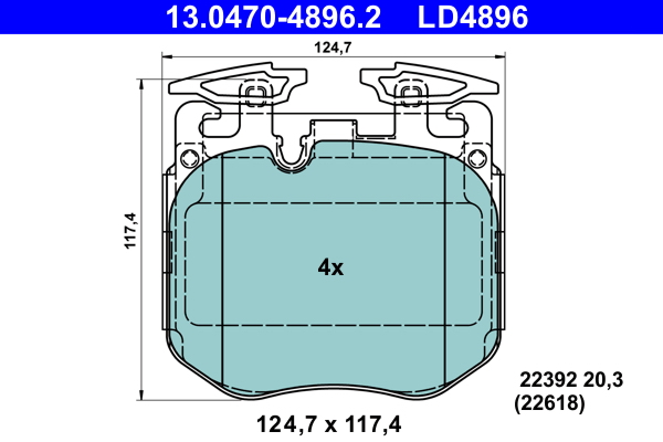 Комплект тормозных колодок, дисковый тормоз   13.0470-4896.2   ATE