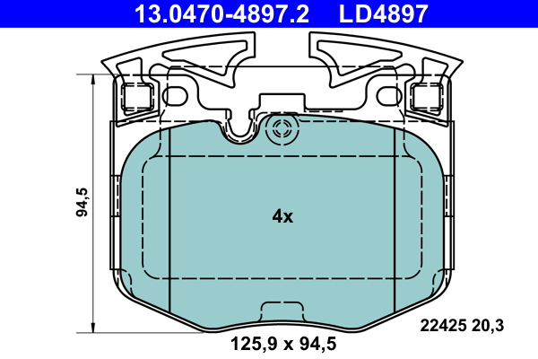 Комплект тормозных колодок, дисковый тормоз   13.0470-4897.2   ATE