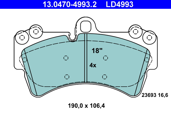 Комплект тормозных колодок, дисковый тормоз   13.0470-4993.2   ATE