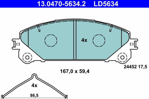 Комплект тормозных колодок, дисковый тормоз   13.0470-5634.2   ATE
