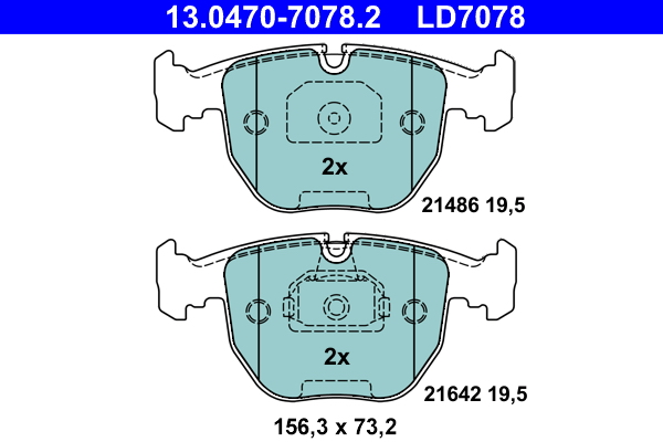 Комплект тормозных колодок, дисковый тормоз   13.0470-7078.2   ATE