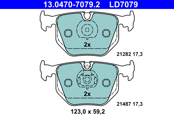 Комплект тормозных колодок, дисковый тормоз   13.0470-7079.2   ATE