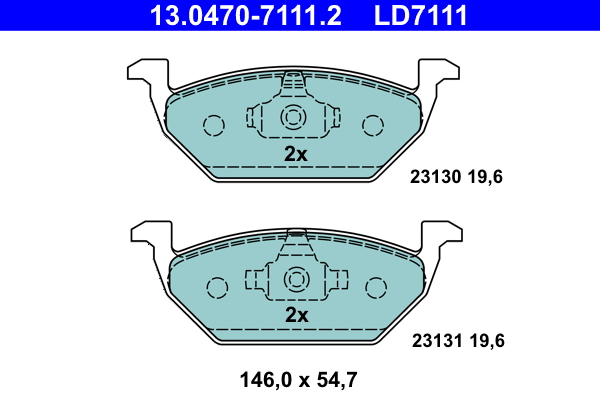 Комплект тормозных колодок, дисковый тормоз   13.0470-7111.2   ATE