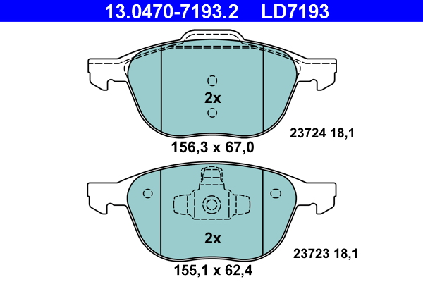 Комплект тормозных колодок, дисковый тормоз   13.0470-7193.2   ATE