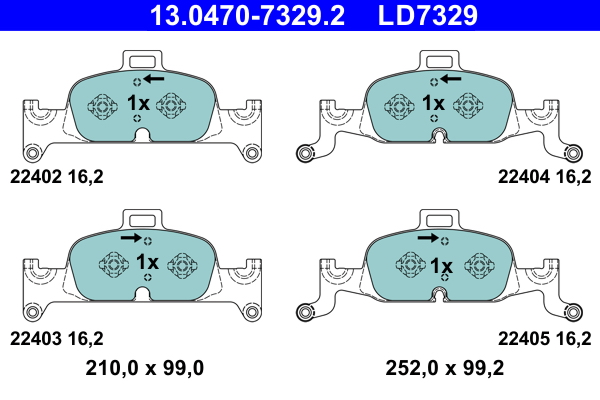 Комплект тормозных колодок, дисковый тормоз   13.0470-7329.2   ATE