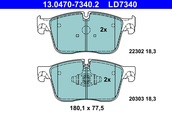 Комплект тормозных колодок, дисковый тормоз   13.0470-7340.2   ATE
