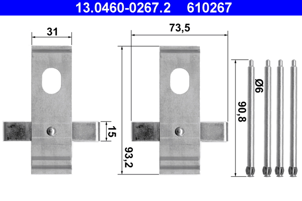 Комплектующие, колодки дискового тормоза   13.0460-0267.2   ATE