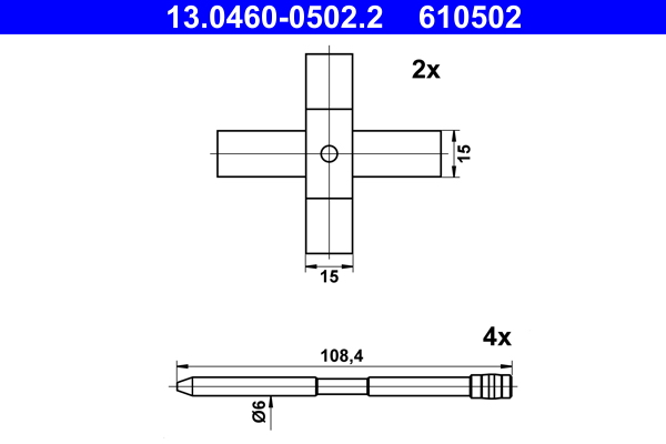 Комплектующие, колодки дискового тормоза   13.0460-0502.2   ATE