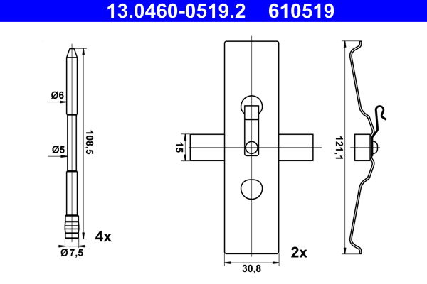 Комплектующие, колодки дискового тормоза   13.0460-0519.2   ATE