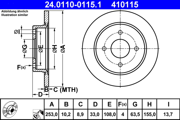 Тормозной диск   24.0110-0115.1   ATE