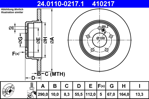 Тормозной диск   24.0110-0217.1   ATE