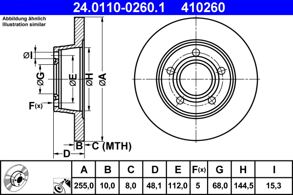 Тормозной диск   24.0110-0260.1   ATE