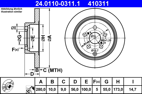 Тормозной диск   24.0110-0311.1   ATE