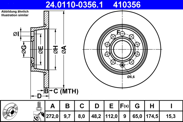 Тормозной диск   24.0110-0356.1   ATE