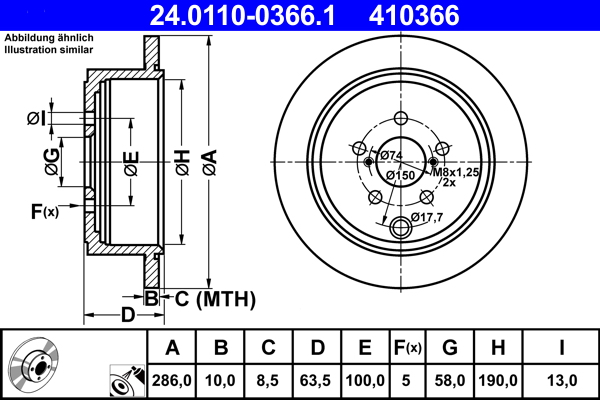 Тормозной диск   24.0110-0366.1   ATE