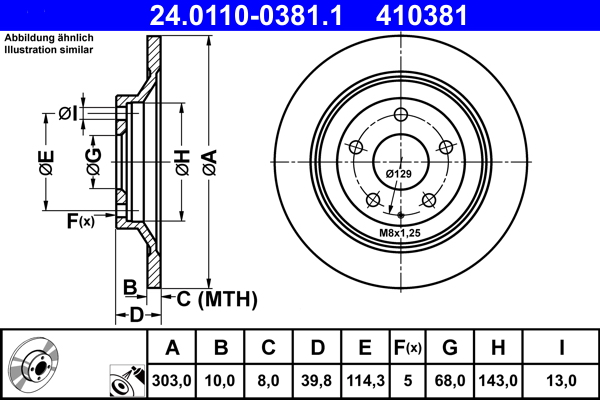 Тормозной диск   24.0110-0381.1   ATE