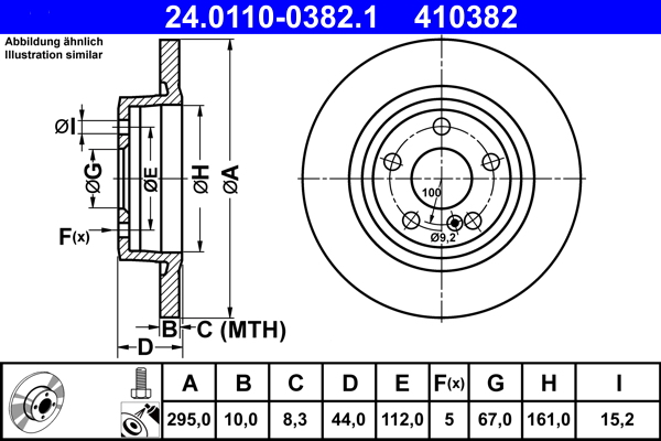 Тормозной диск   24.0110-0382.1   ATE