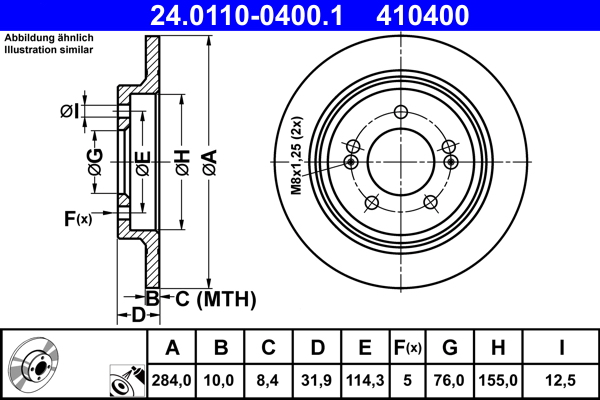Тормозной диск   24.0110-0400.1   ATE