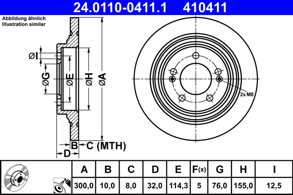 Тормозной диск   24.0110-0411.1   ATE