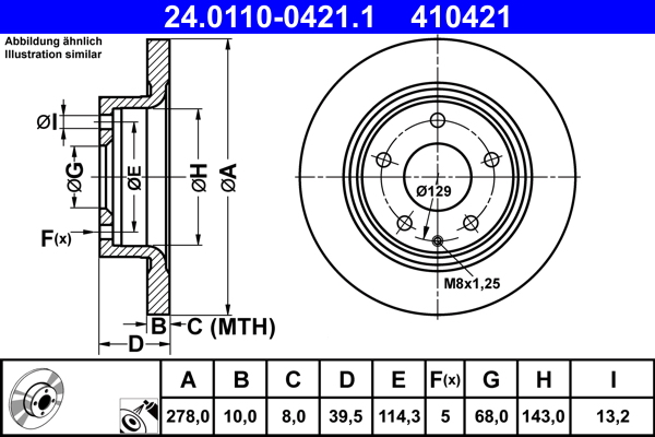 Тормозной диск   24.0110-0421.1   ATE