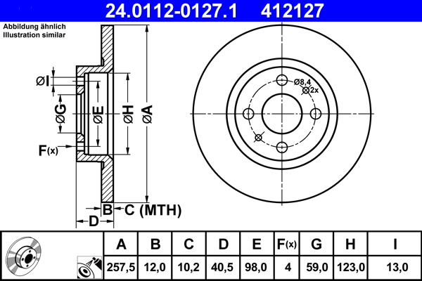 Гальмівний диск   24.0112-0127.1   ATE