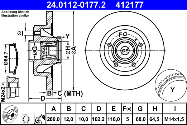 Тормозной диск   24.0112-0177.2   ATE