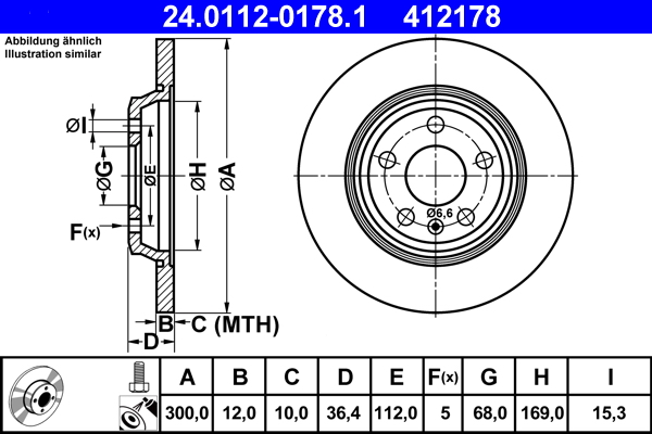 Гальмівний диск   24.0112-0178.1   ATE